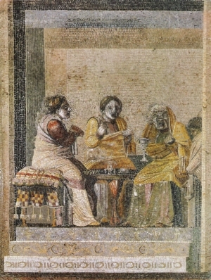 Mosaico de Pompeya con unas hechiceras