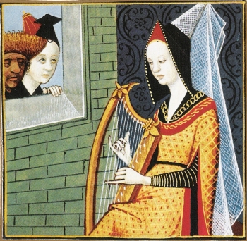 Dama tocando el arpa, Guiovanni Boccaccio, Le livre des cleres et nobles femmes